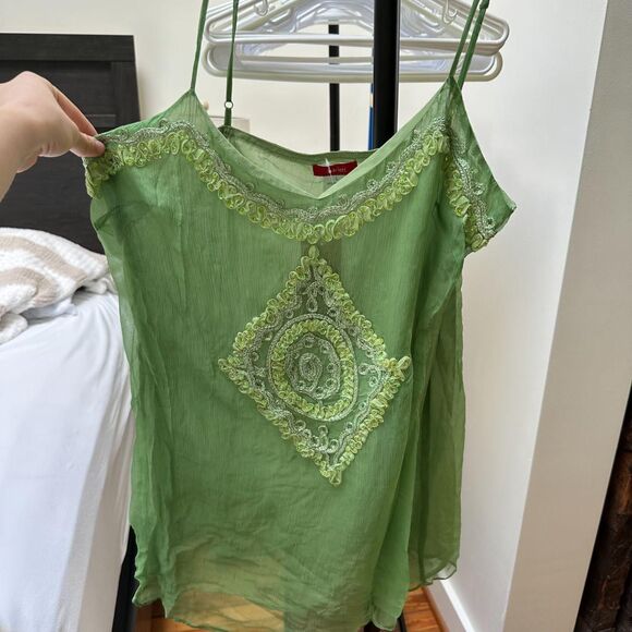 NWT Vintage Scarlett 100% Silk Beaded Tank Top | Y2K Deadstock Fairy Silk Tank - Picture 2 of 8